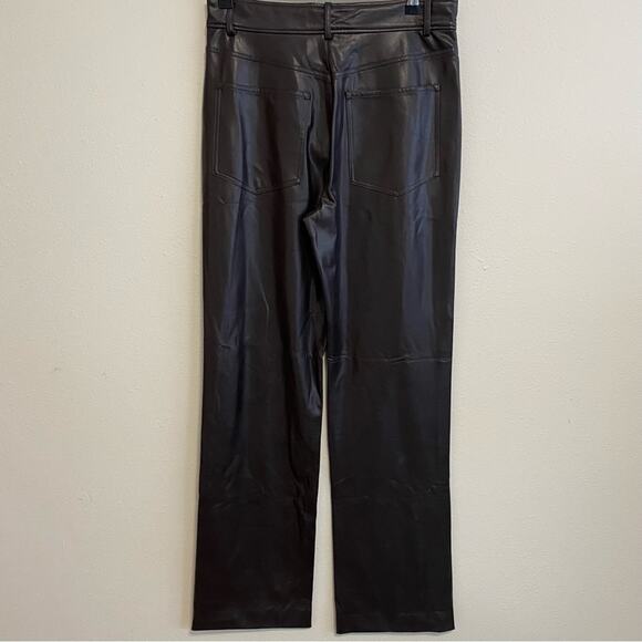 A.L.C. Vegan Leather Wide Leg Pants Brown Size 6 Career Faux Leather - Picture 8 of 9